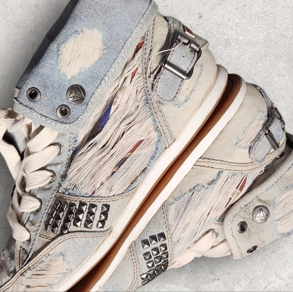 Rock & Candy Distressed Ripped Jeans Style Denim Sneakers - Picture 2 of 5